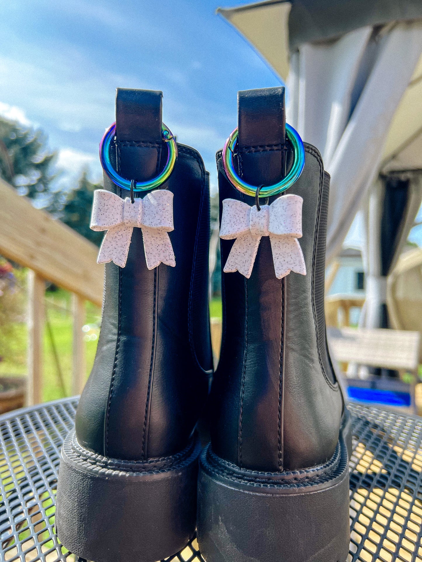 Cookies N Cream Bow Glitter Boot Charms