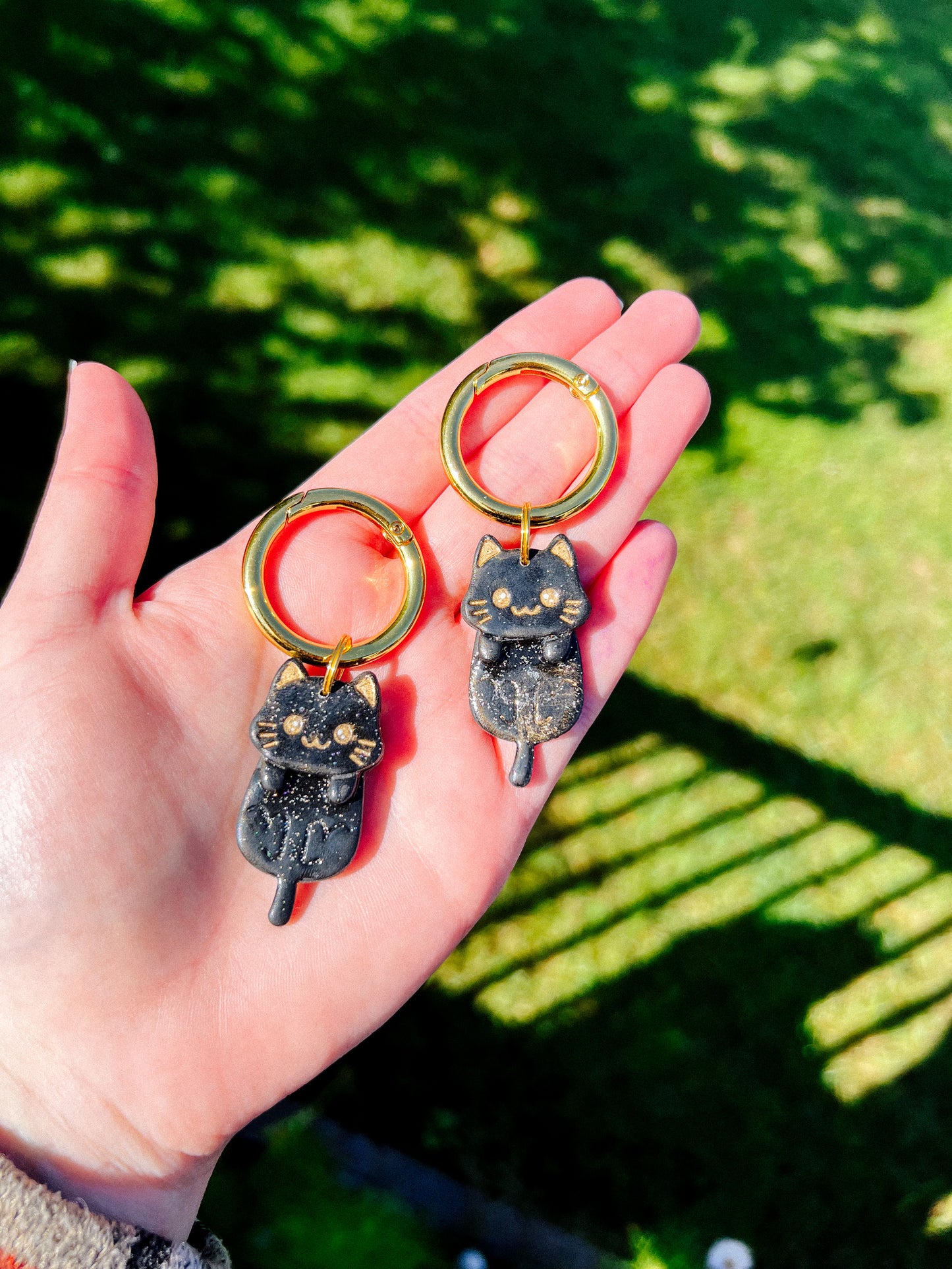 Black Cat Gold Glitter Boot Charms