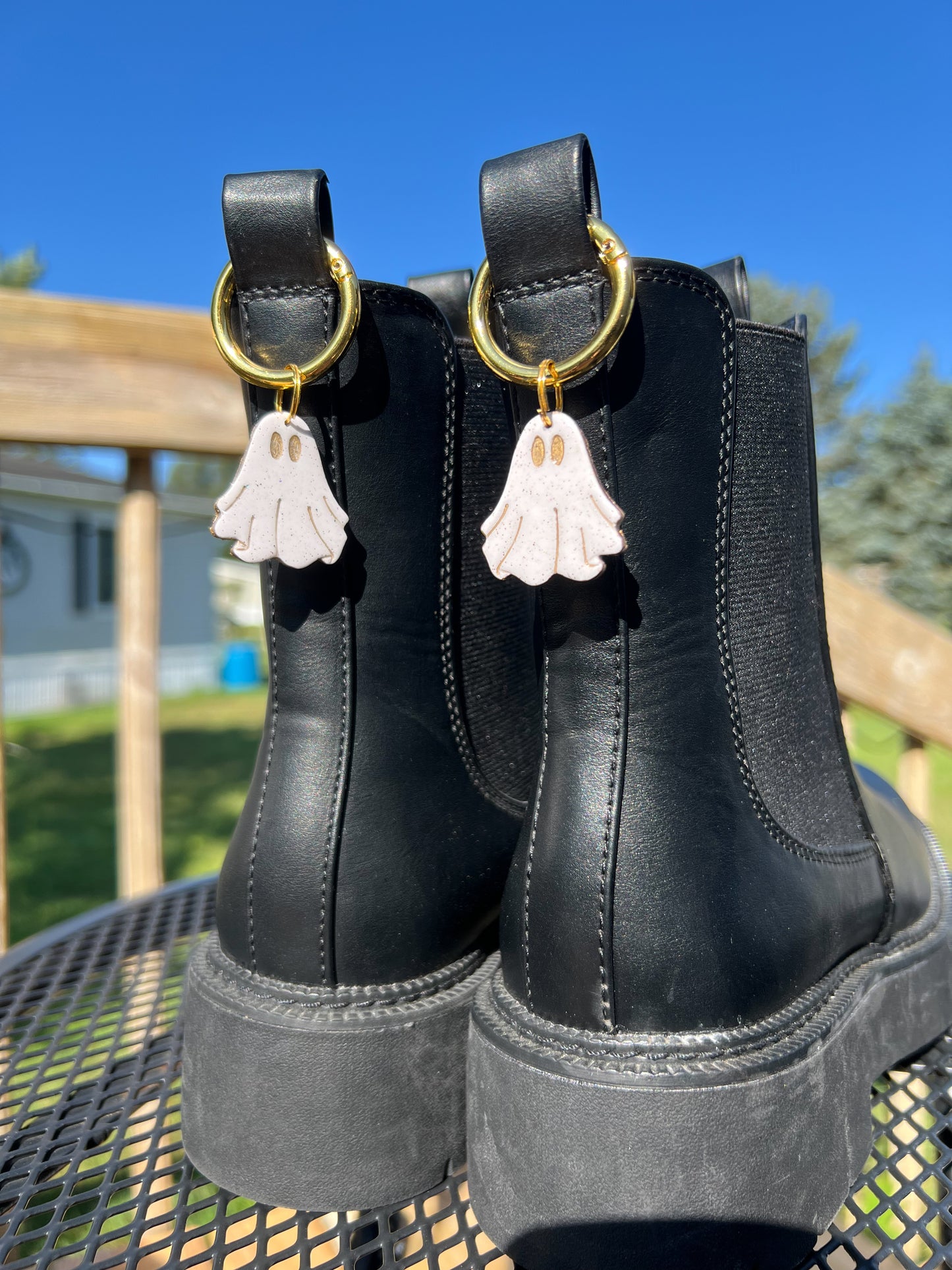 Gold Ghost Glitter Boot Charms