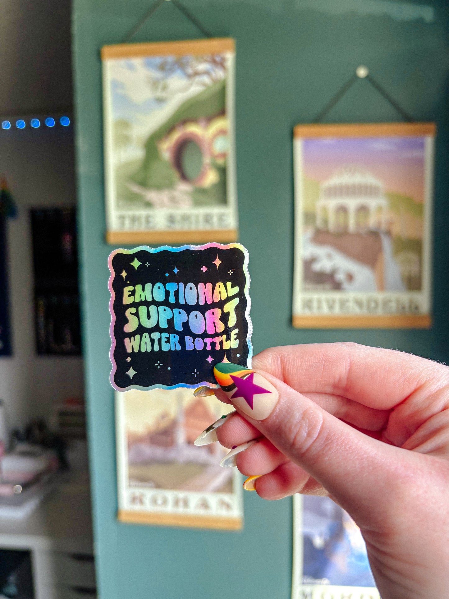 Emotional Support Water Bottle Holohraphic Sticker