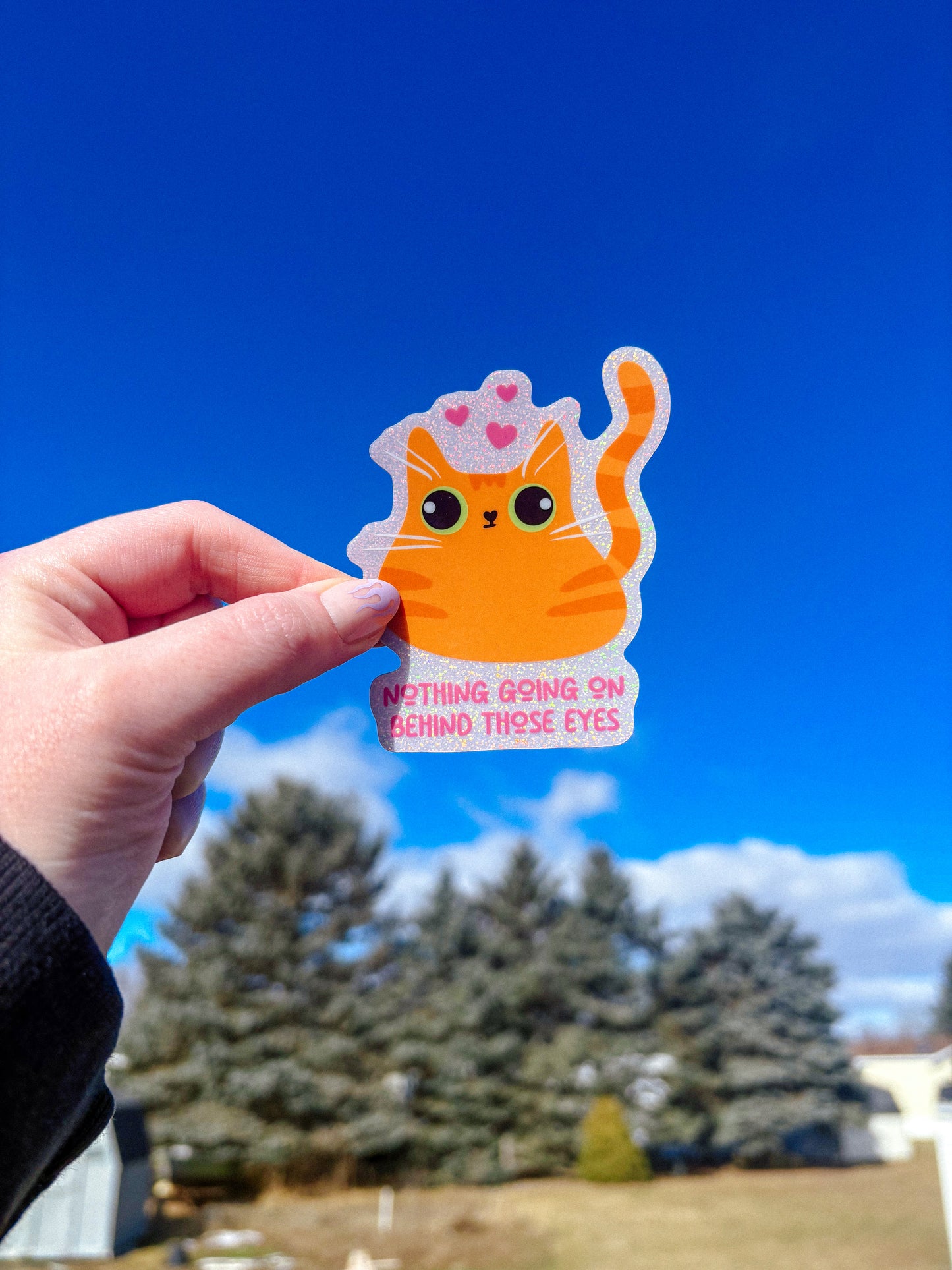 Nothing Behind Those Eyes Orange Cat Sticker