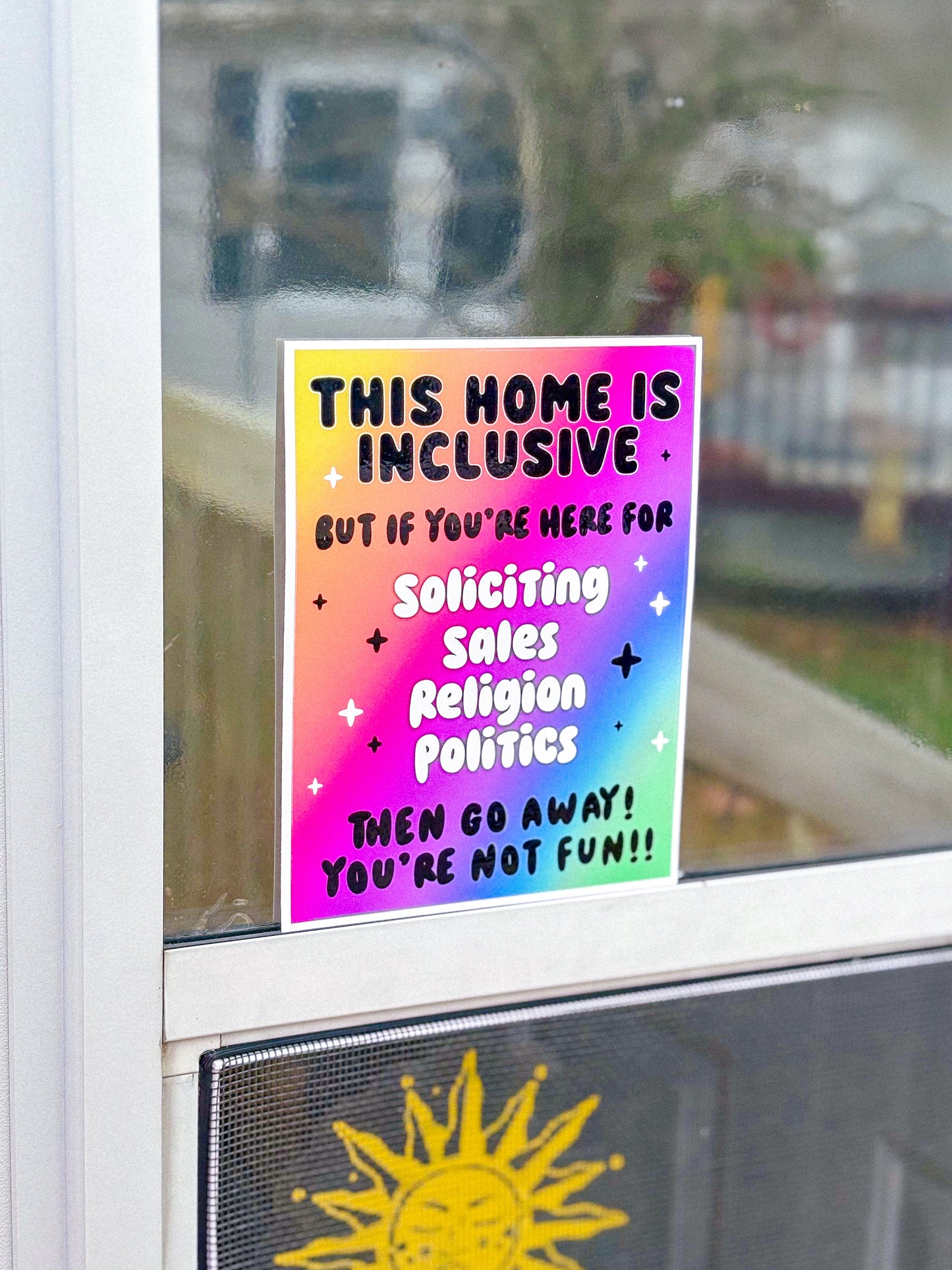 No Soliciting Sales Religion | Window Cling | Inclusive Home
