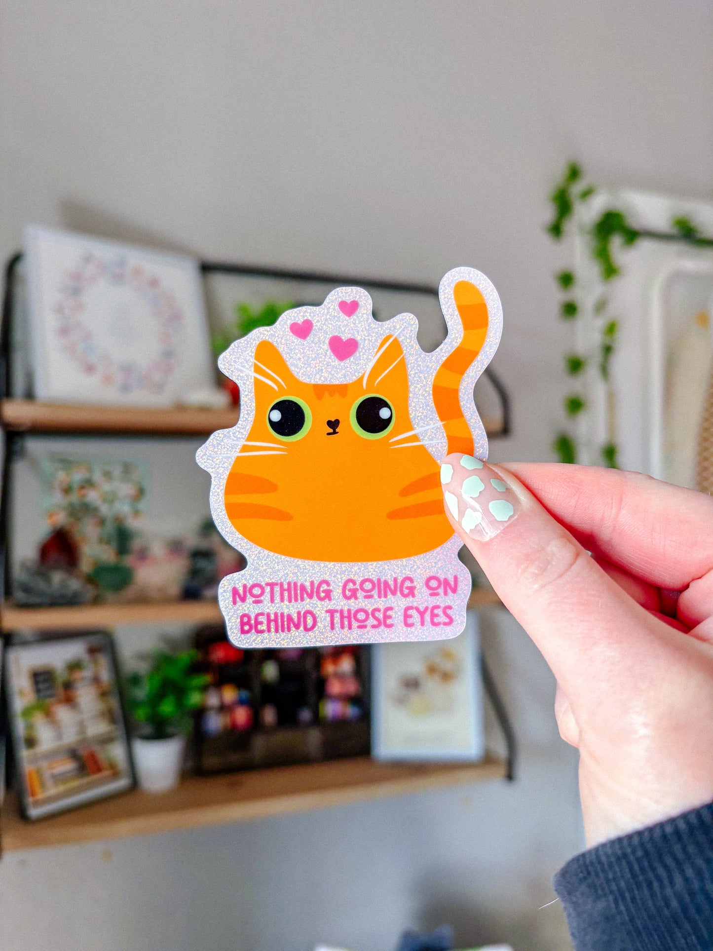 Nothing Behind Those Eyes Orange Cat Sticker