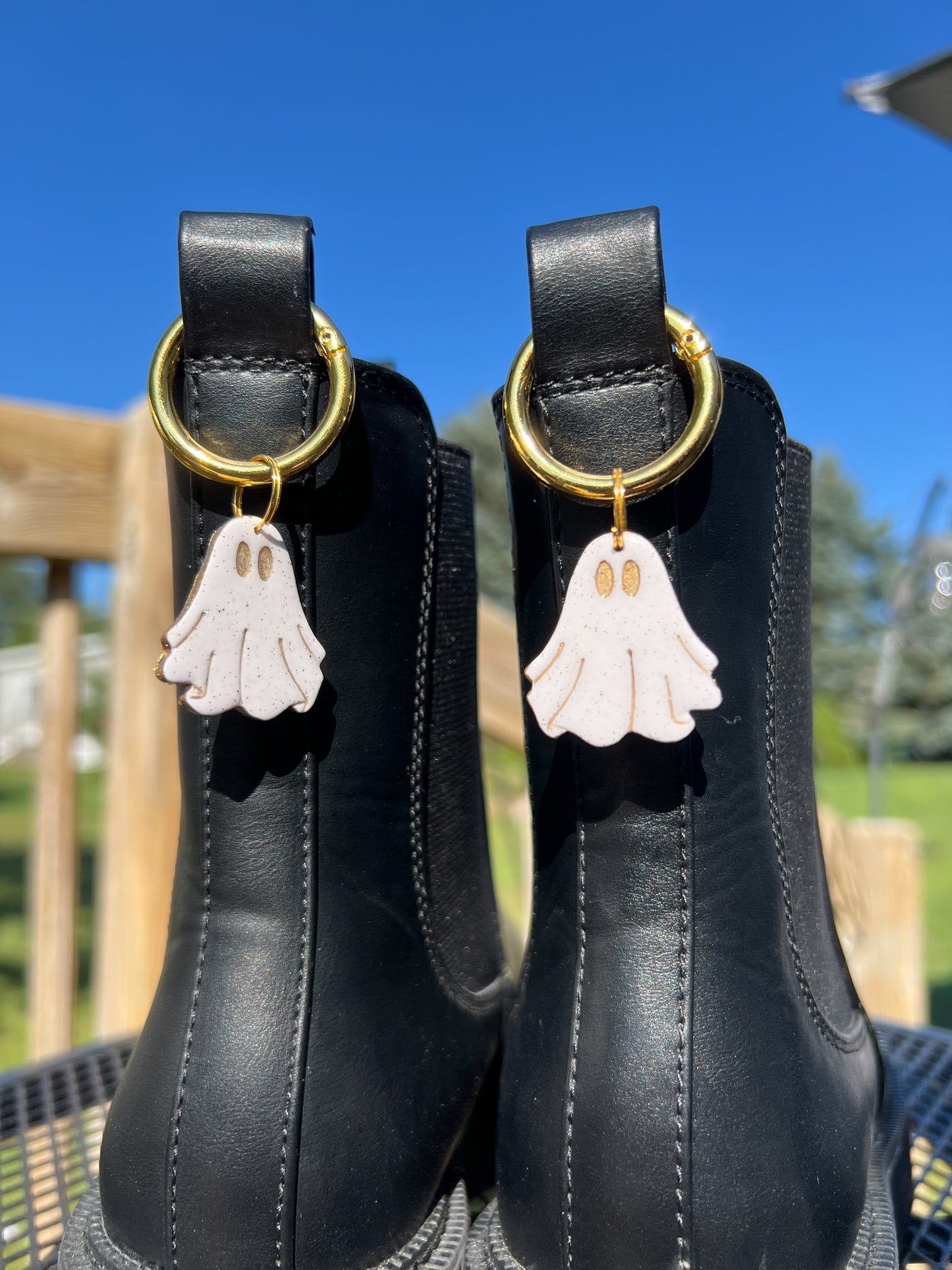 Gold Ghost Glitter Boot Charms