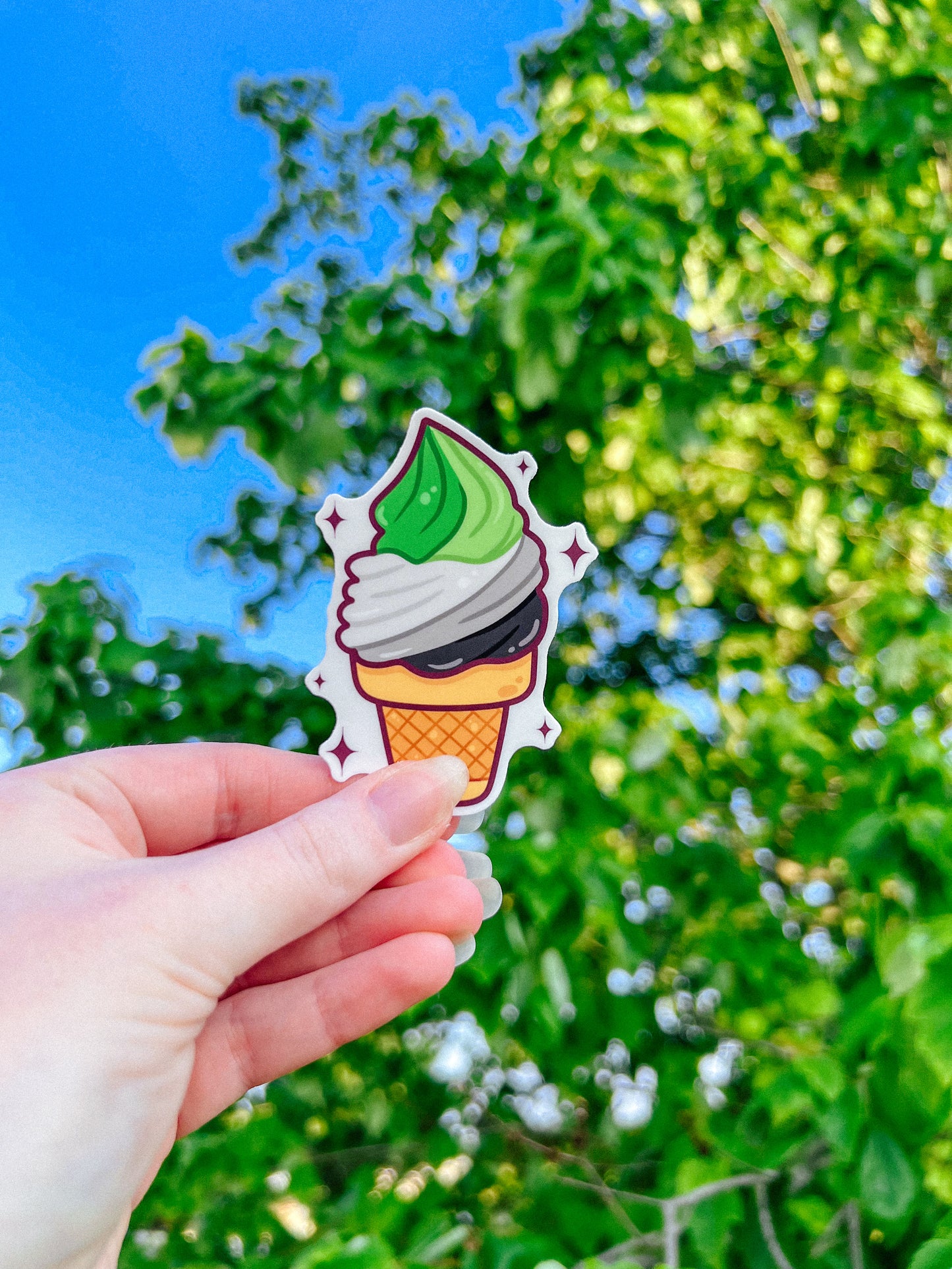 Aromantic Flag Ice Cream Cone Sticker