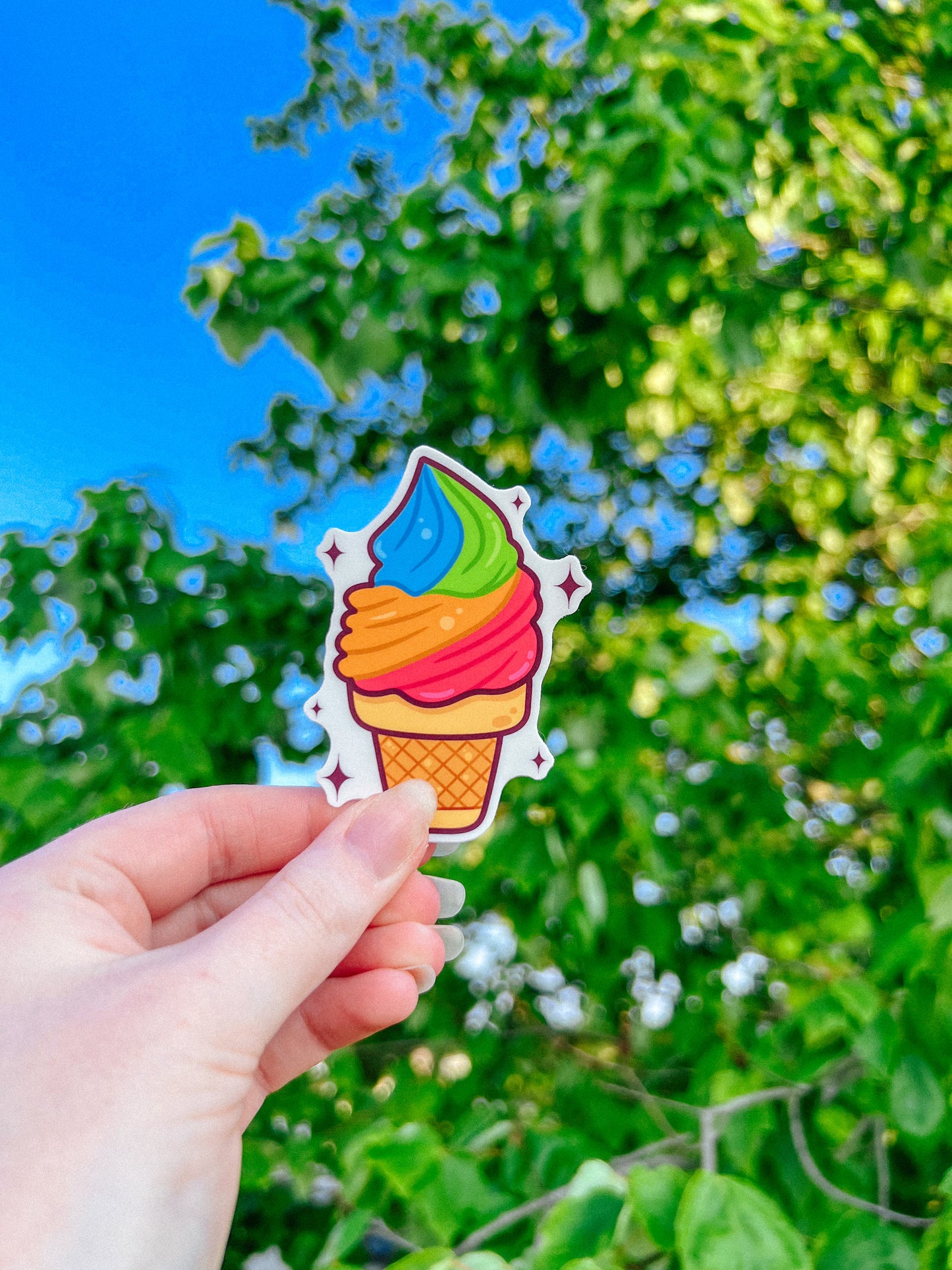 Panromantic Flag Ice Cream Cone Sticker