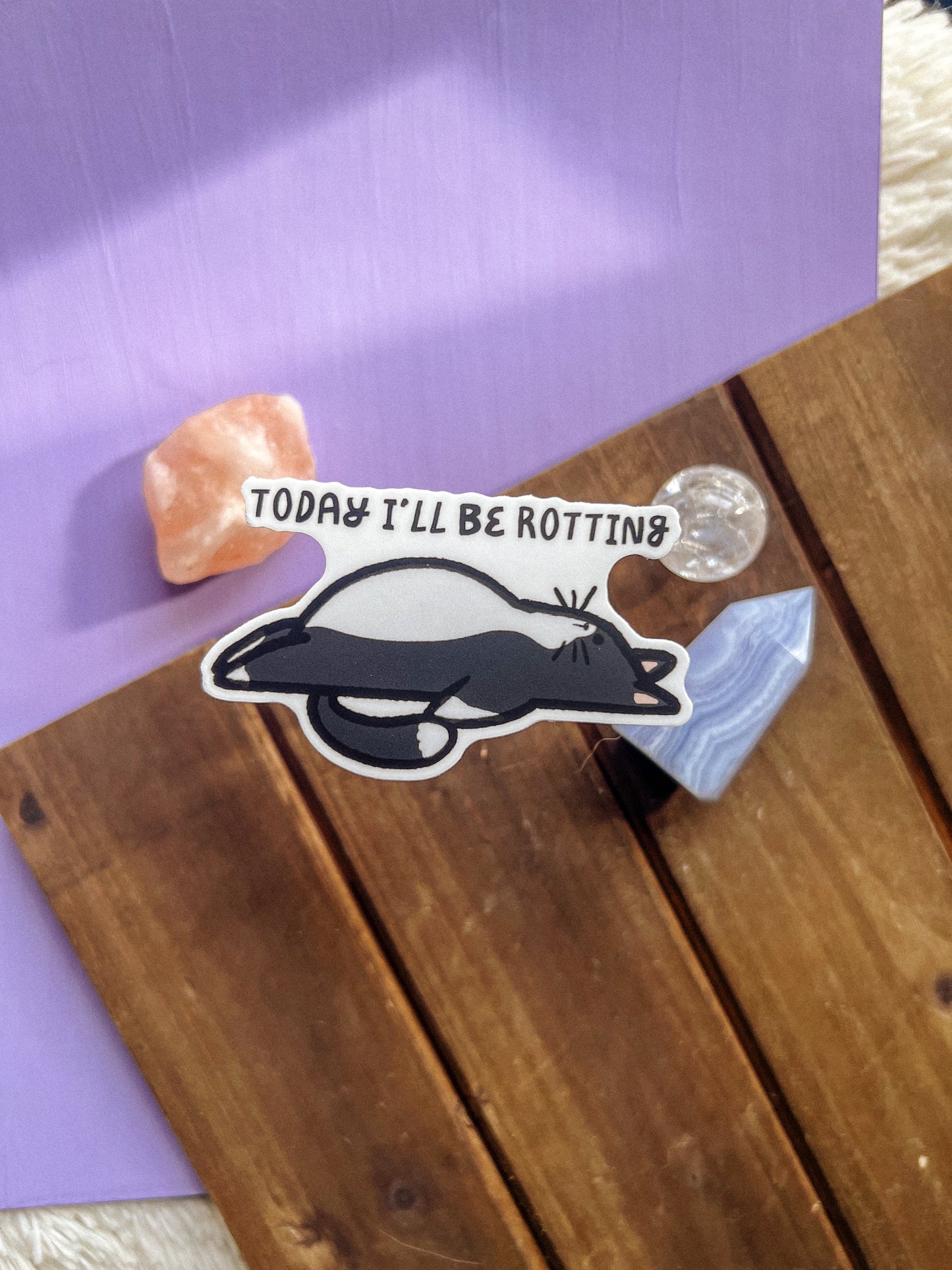 Today I'll Be Rotting Cat Sticker