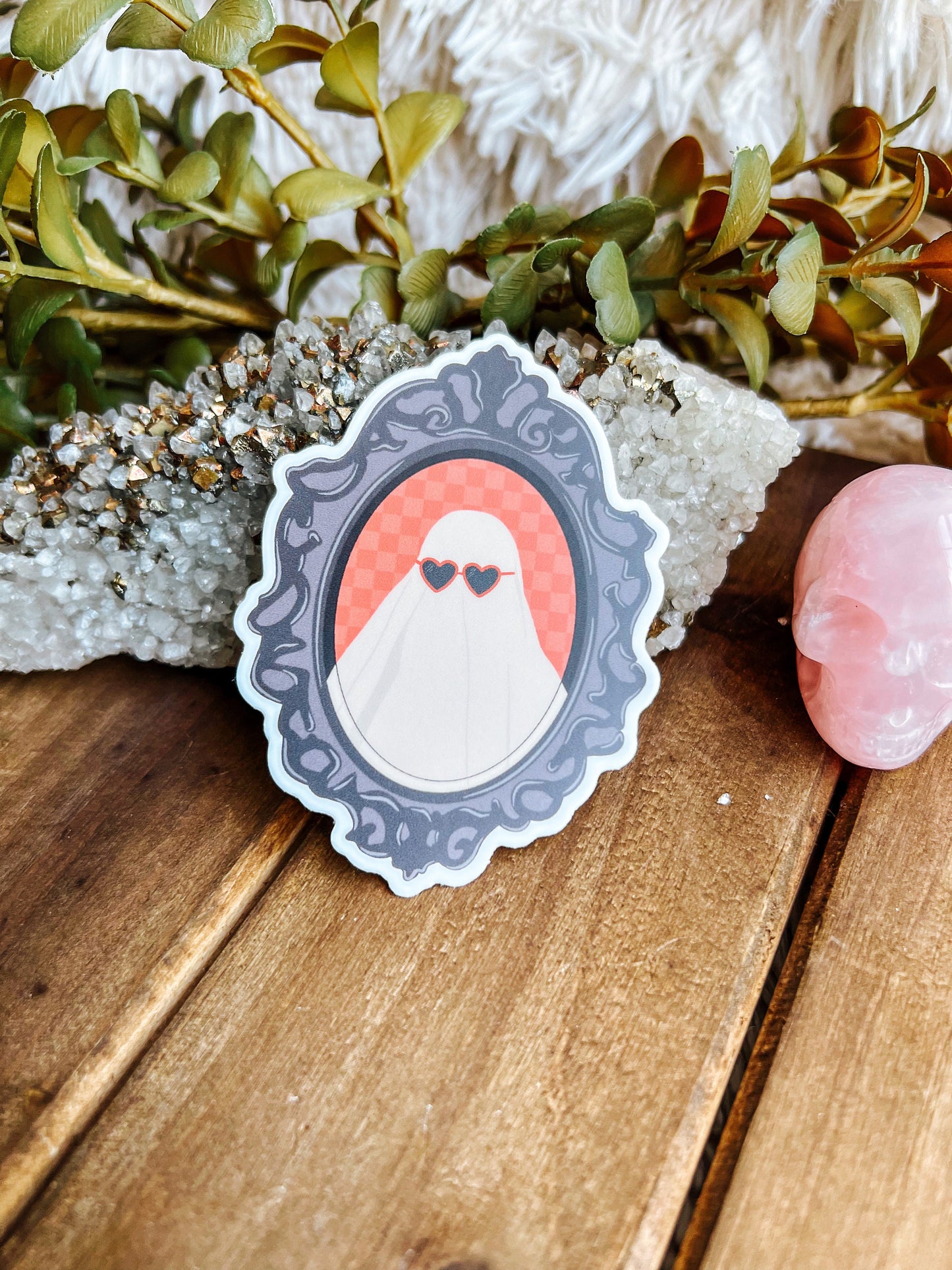 Cute Ghost with Heart Sunglasses Sticker