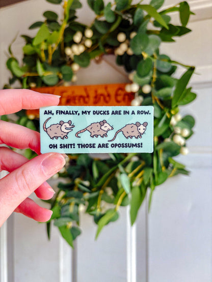 Ducks in a Row Opossum Sticker
