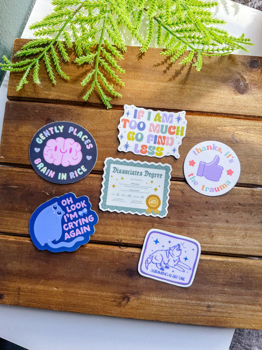 Silly Mental Health Sticker Pack of 6