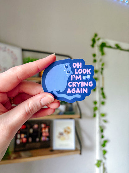 Crying Again Cat Sticker