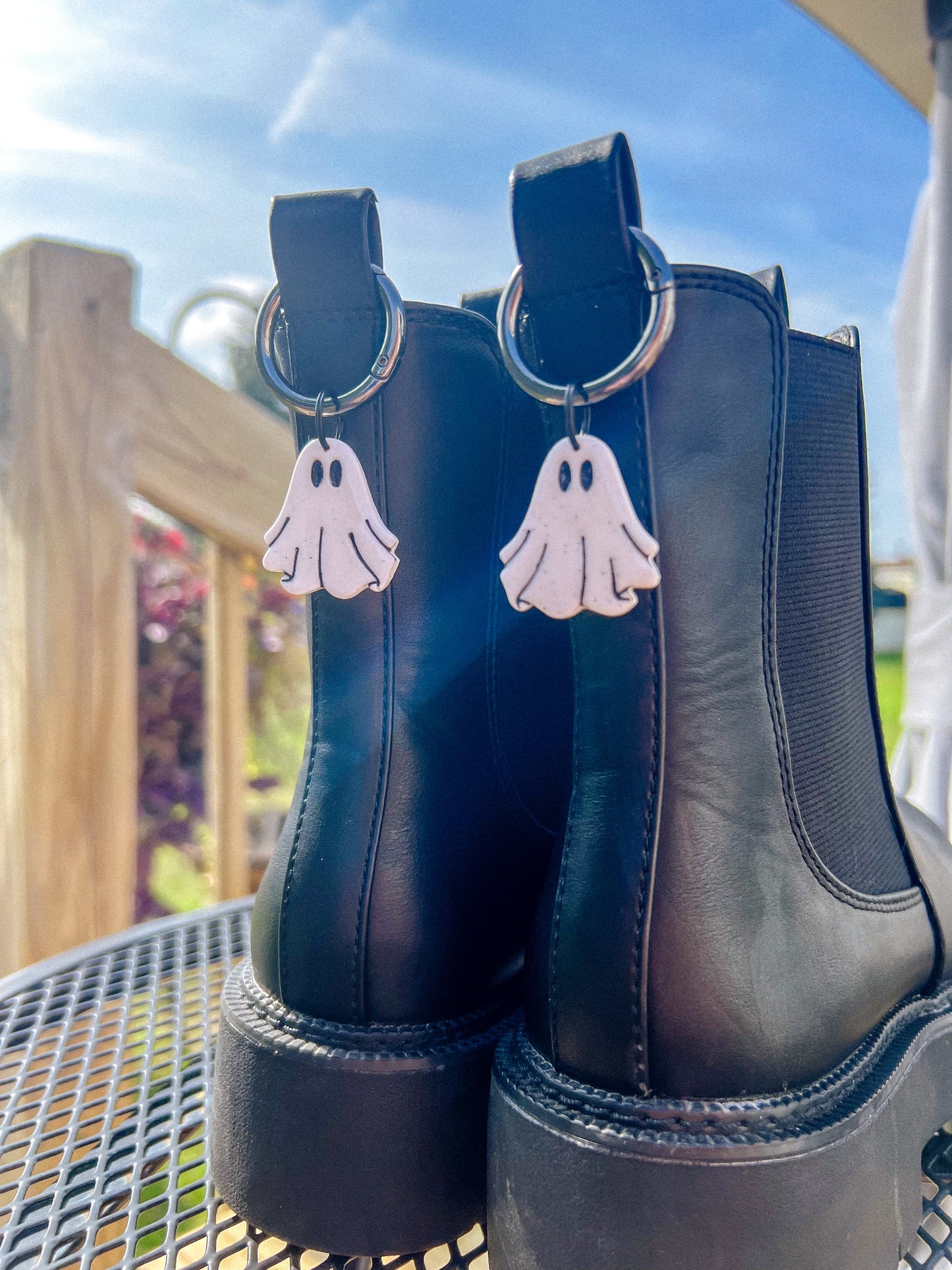 Black Glitter Ghost Boot Charms