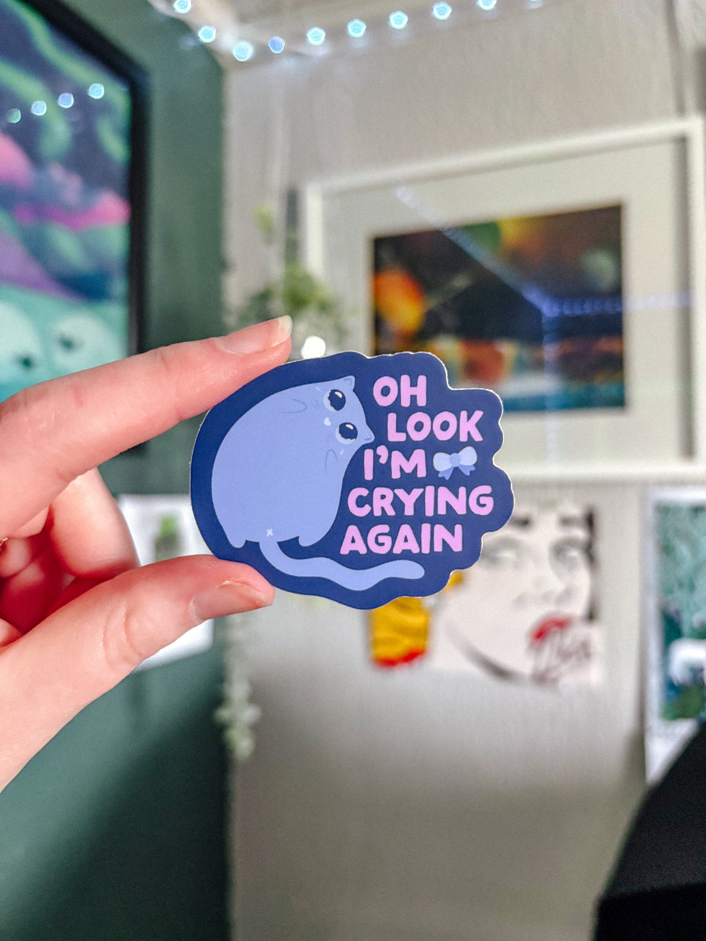 Crying Again Cat Sticker