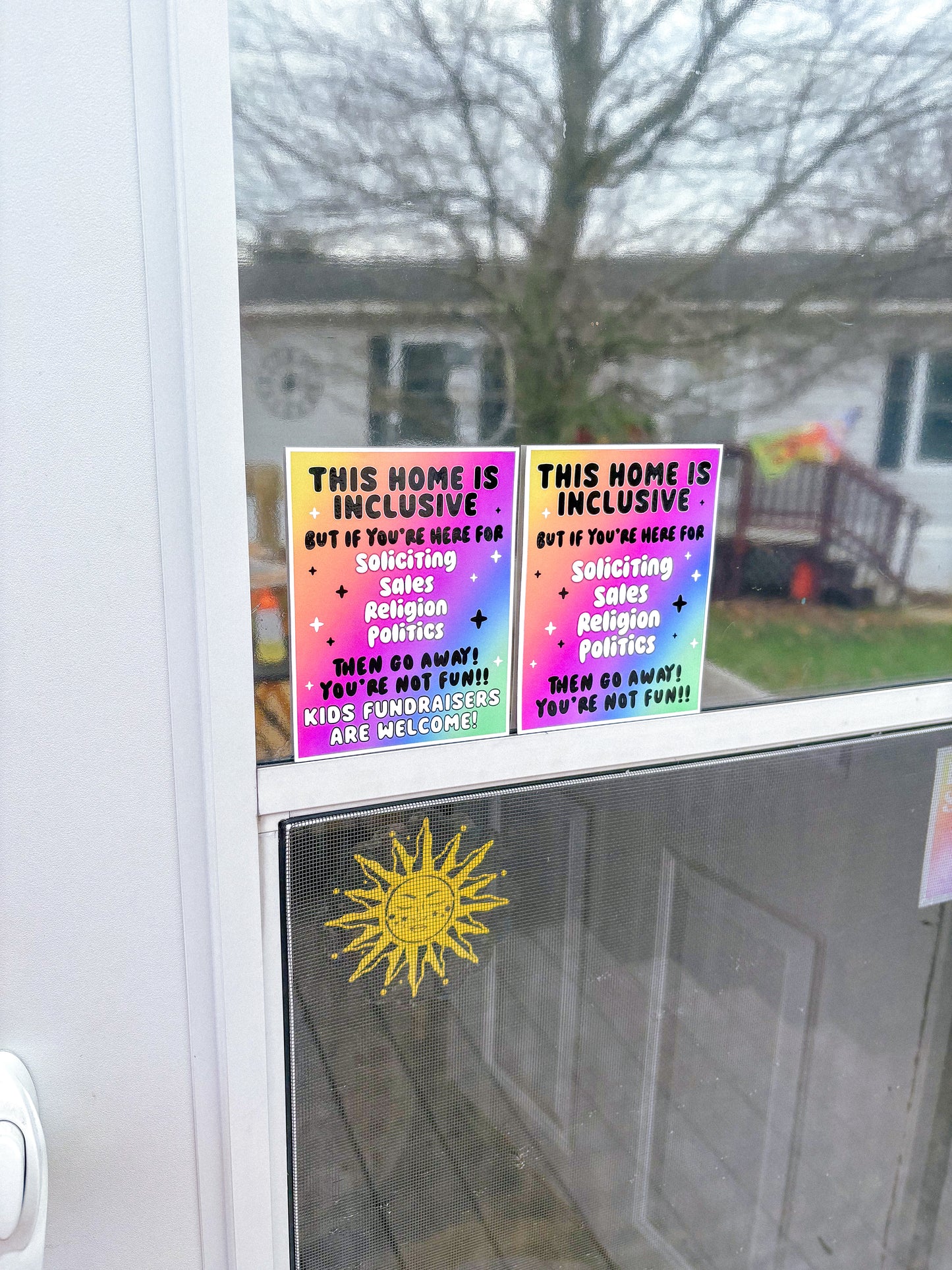 No Soliciting Sales Religion | Fundraisers Welcome Window Cling | Inclusive Home