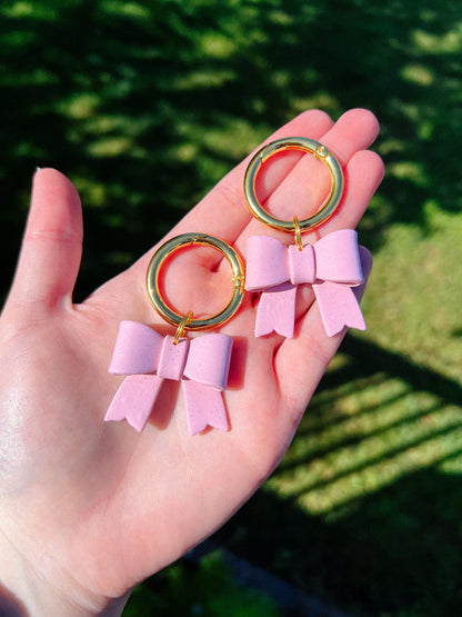 Pink Bow Glitter Boot Charms