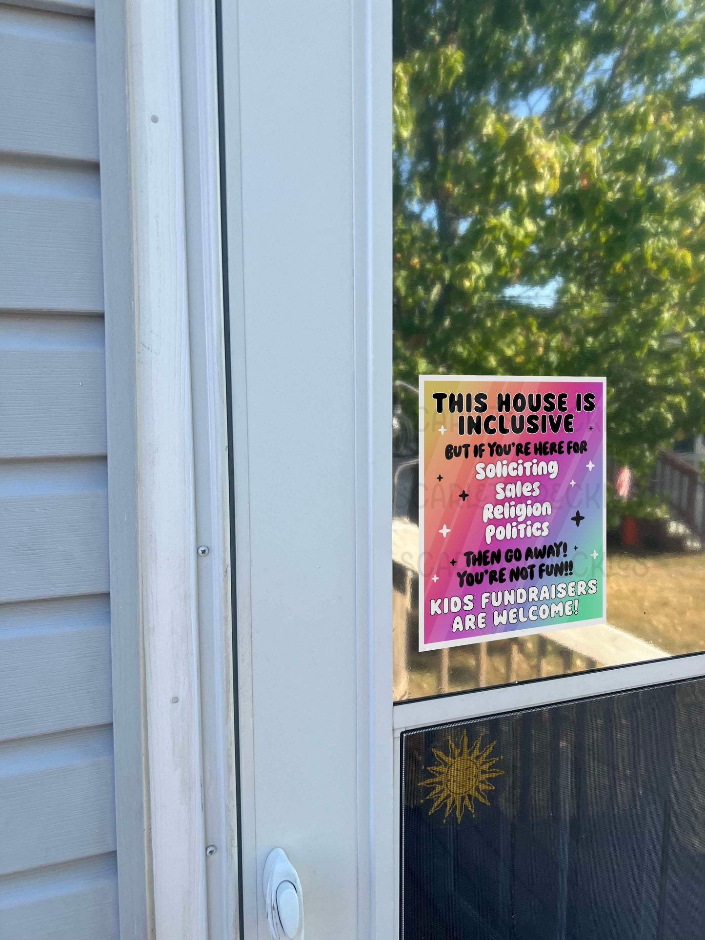 No Soliciting Sales Religion | Fundraisers Welcome Window Cling | Inclusive House