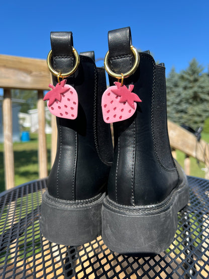 Pink Strawberry Glitter Boot Charms