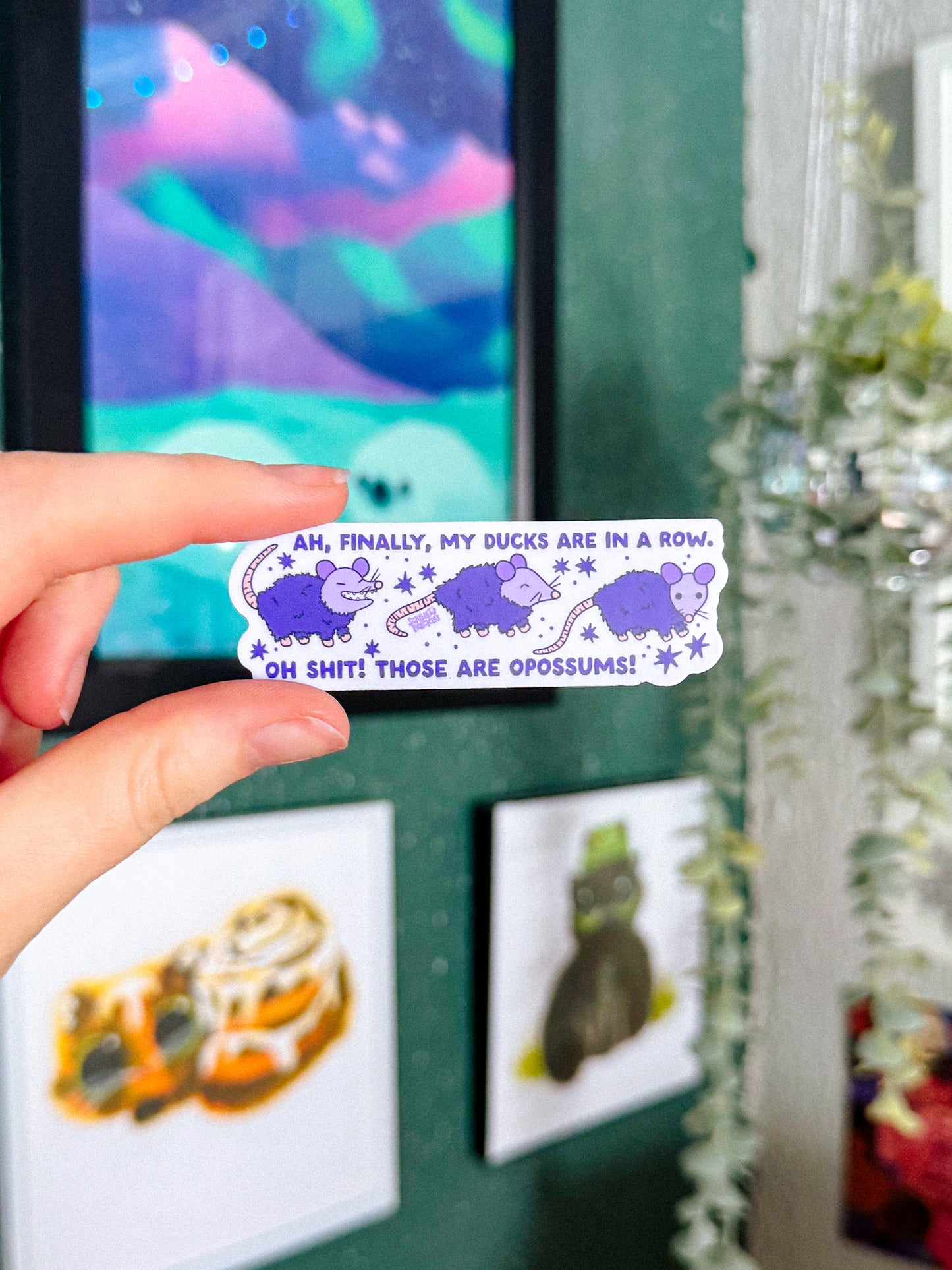 Ducks in a Row Opossum Sticker