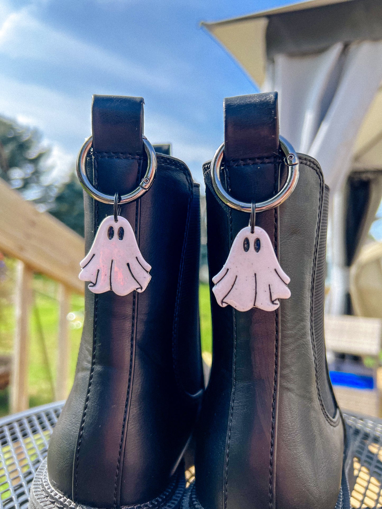 Black Glitter Ghost Boot Charms