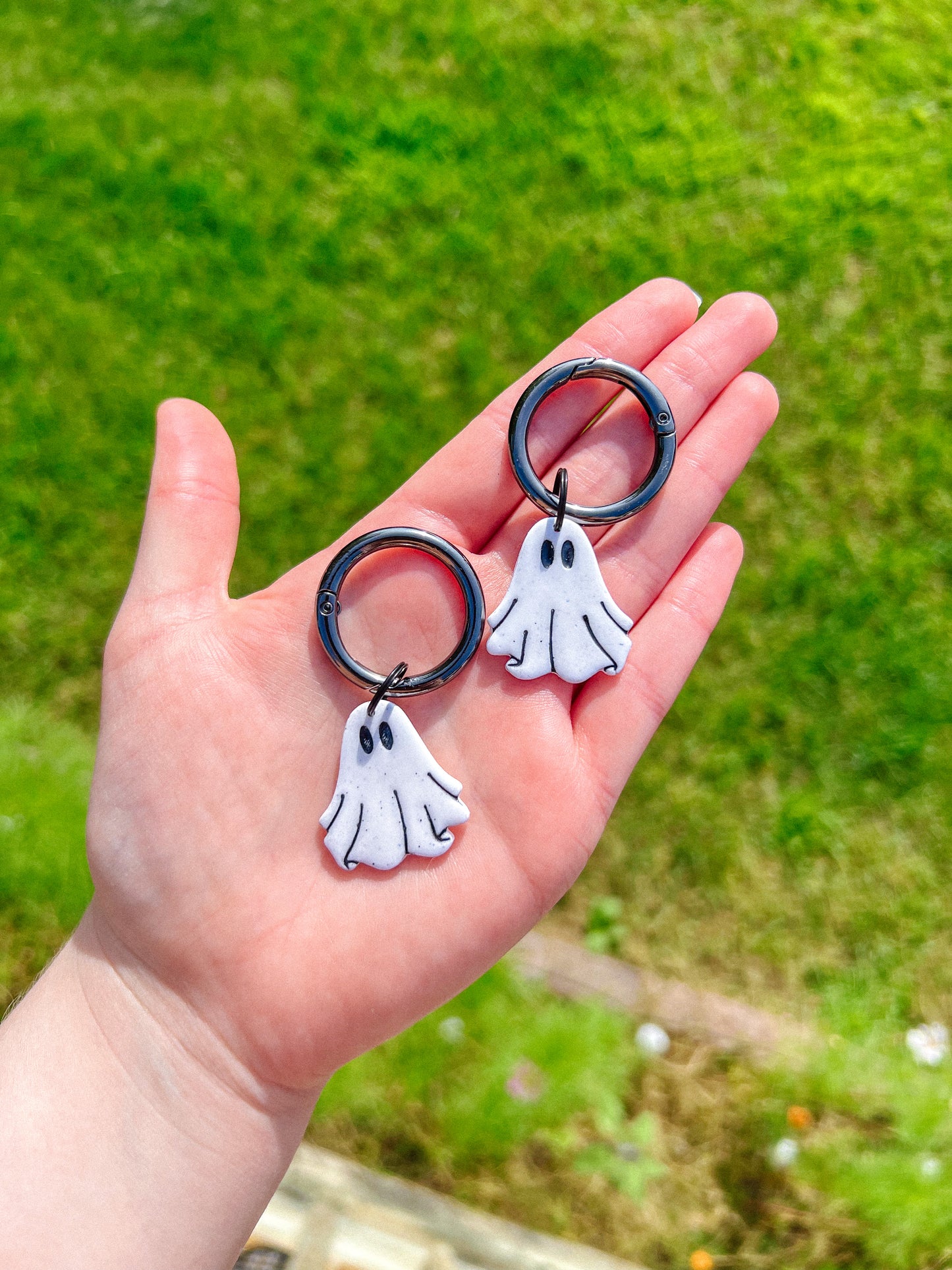 Black Glitter Ghost Boot Charms