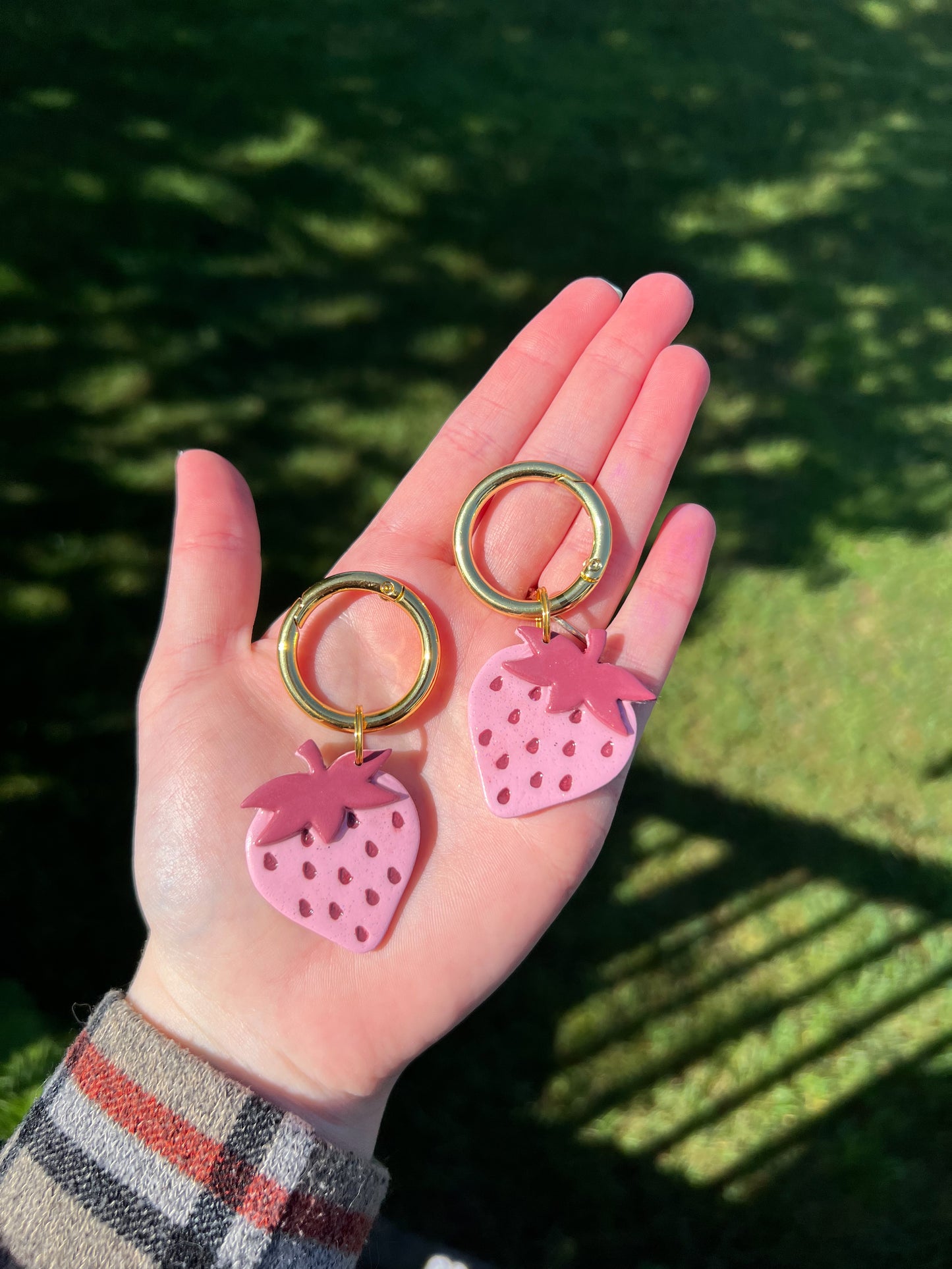 Pink Strawberry Glitter Boot Charms