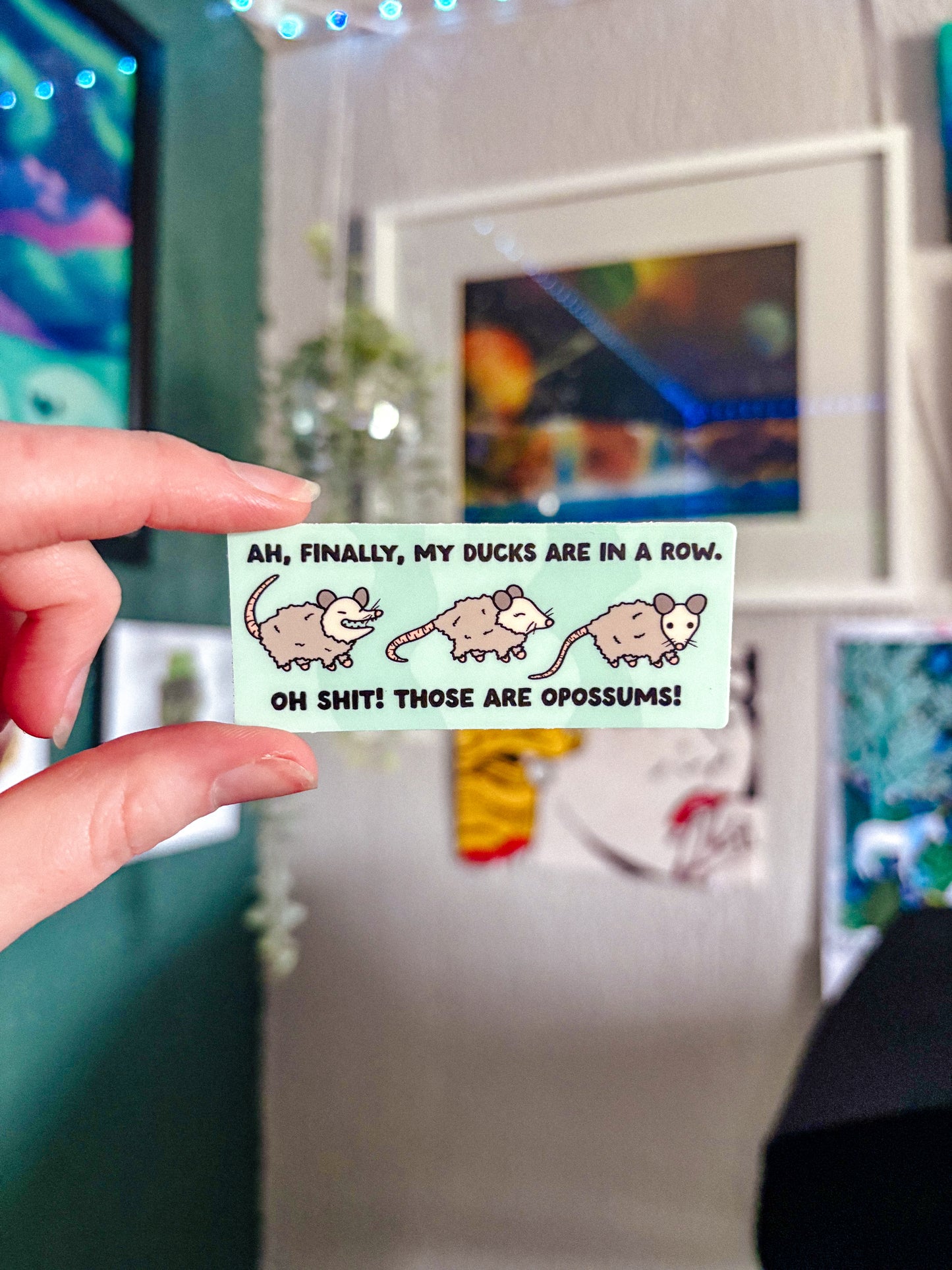 Ducks in a Row Opossum Sticker
