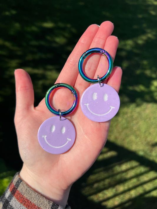 Smiley Face Purple Lavendar Glitter Boot Charms