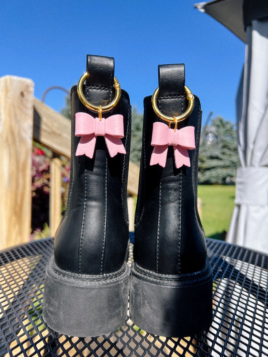 Pink Bow Glitter Boot Charms