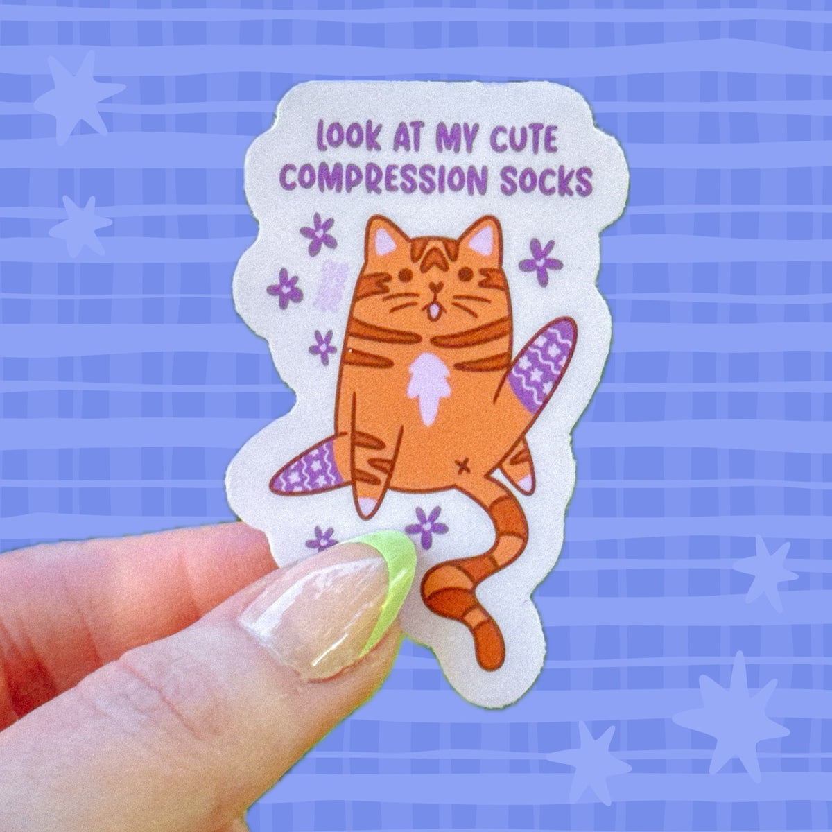Cute Compression Socks Cat Sticker