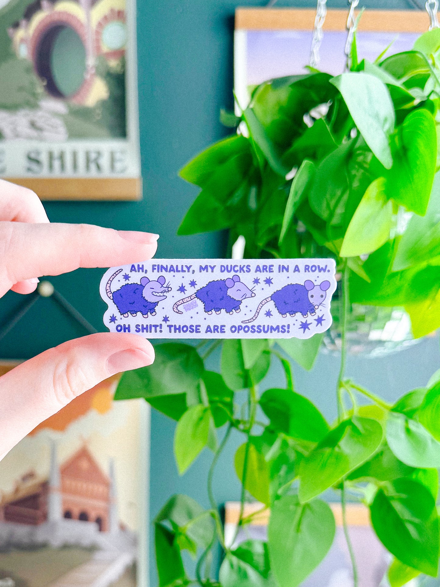 Ducks in a Row Opossum Sticker