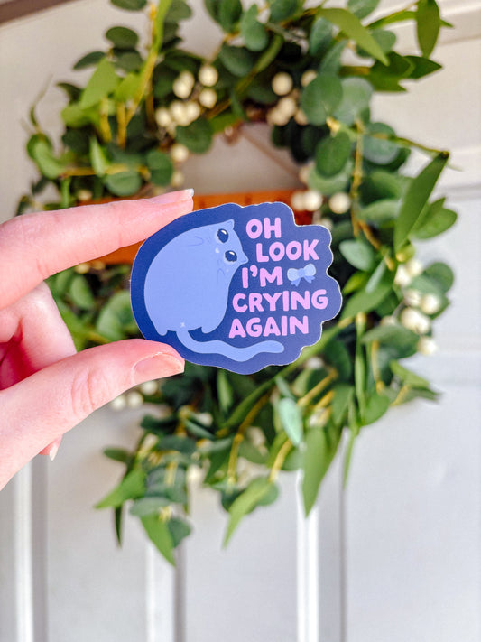 Crying Again Cat Sticker
