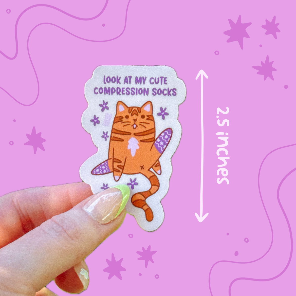 Cute Compression Socks Cat Sticker