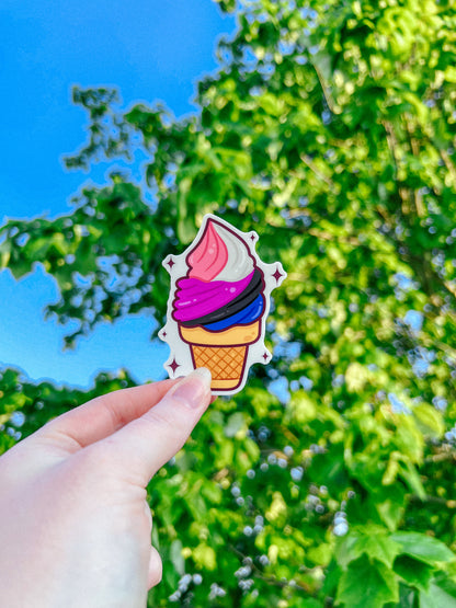 Genderfluid Flag Ice Cream Cone Sticker