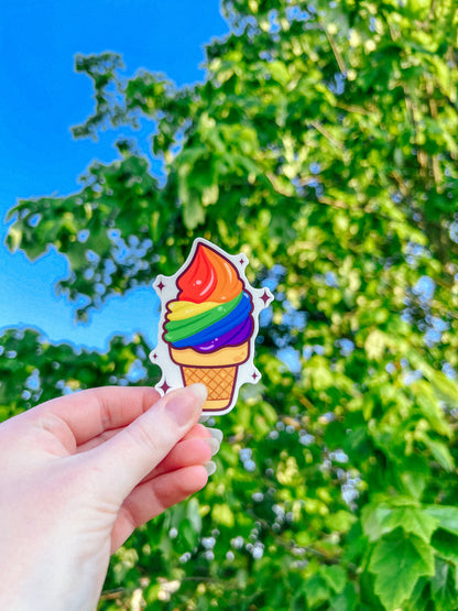 Rainbow LGBTQ Ice Cream Cone Sticker