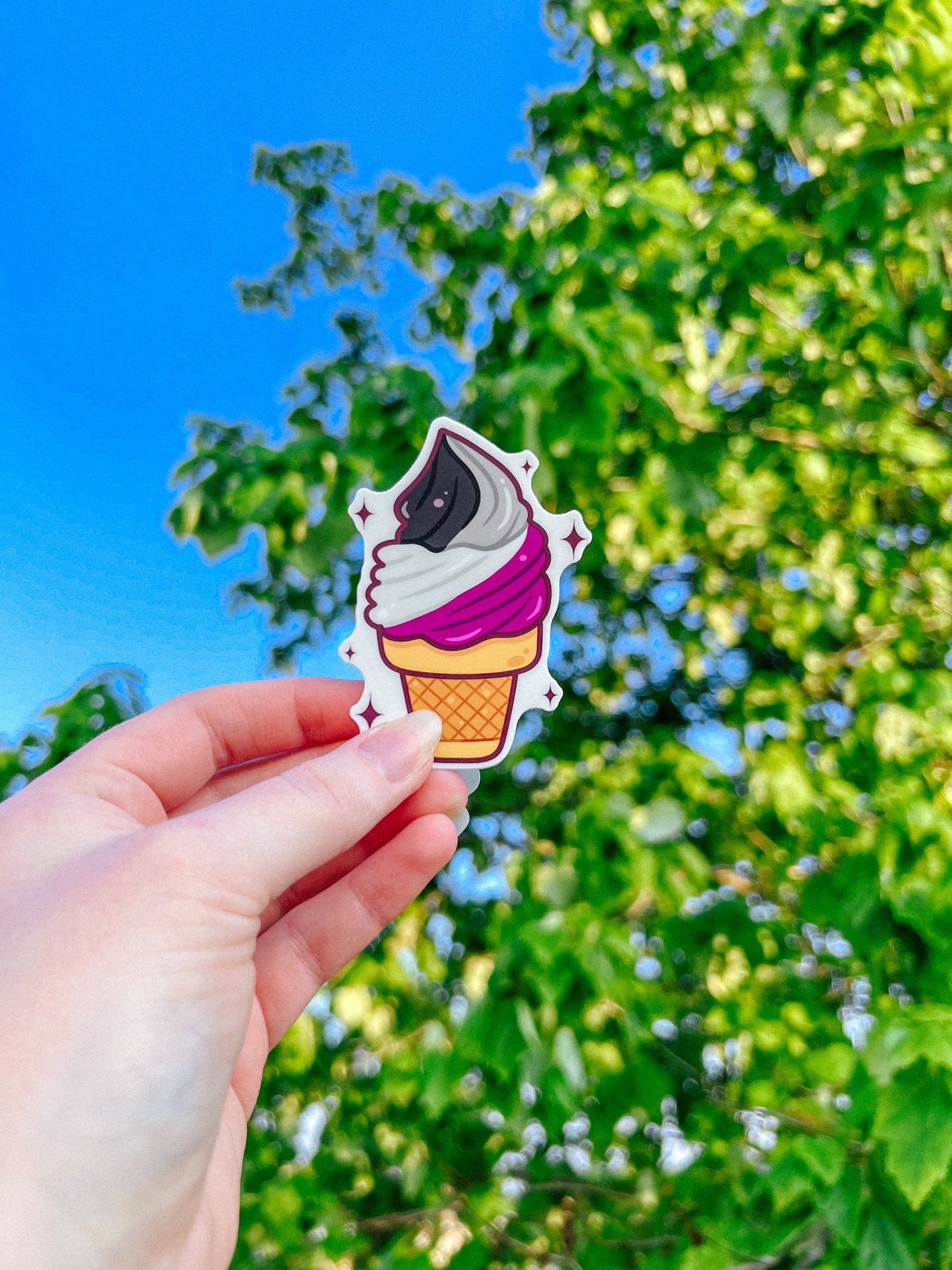 Asexual Flag Ice Cream Cone Sticker