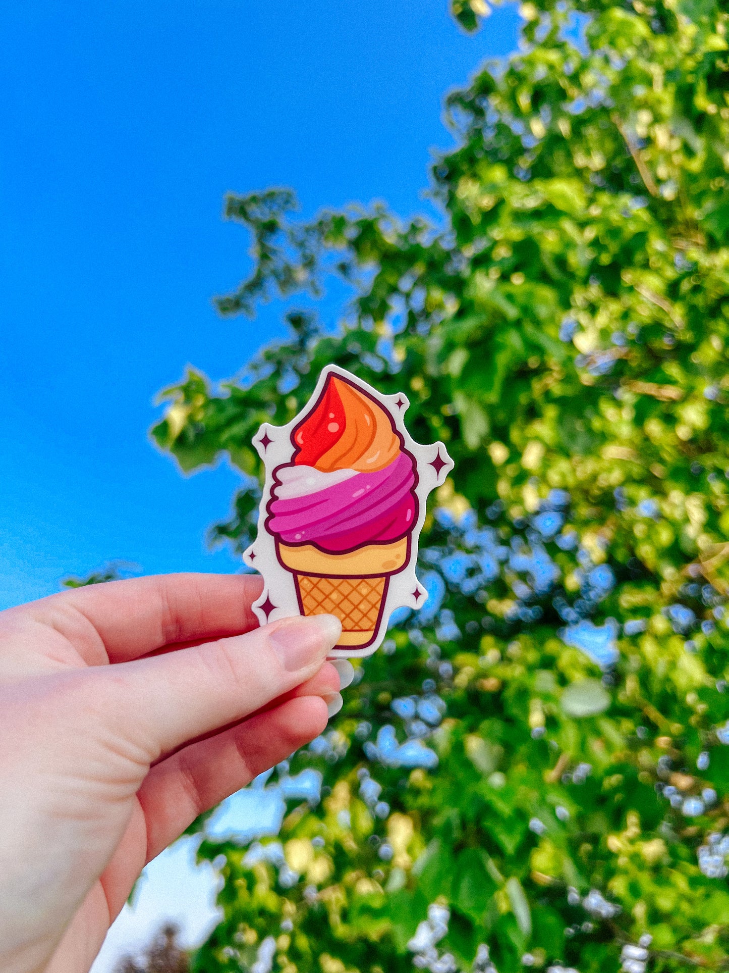 Lesbian Flag Ice Cream Cone Sticker