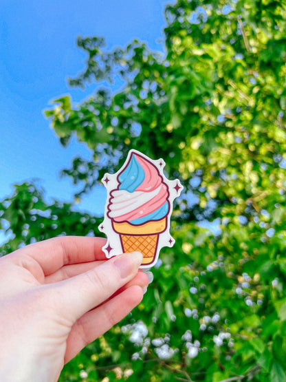 Transgender Flag Ice Cream Cone Sticker