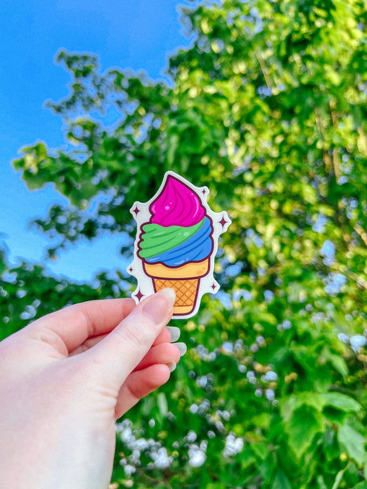 Polysexual Flag Ice Cream Cone Sticker