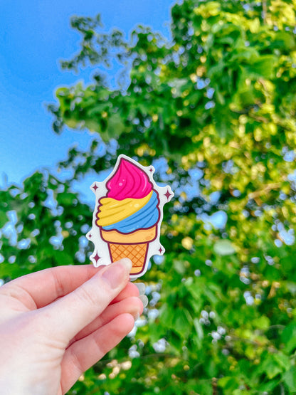 Pansexual Flag Ice Cream Cone Sticker