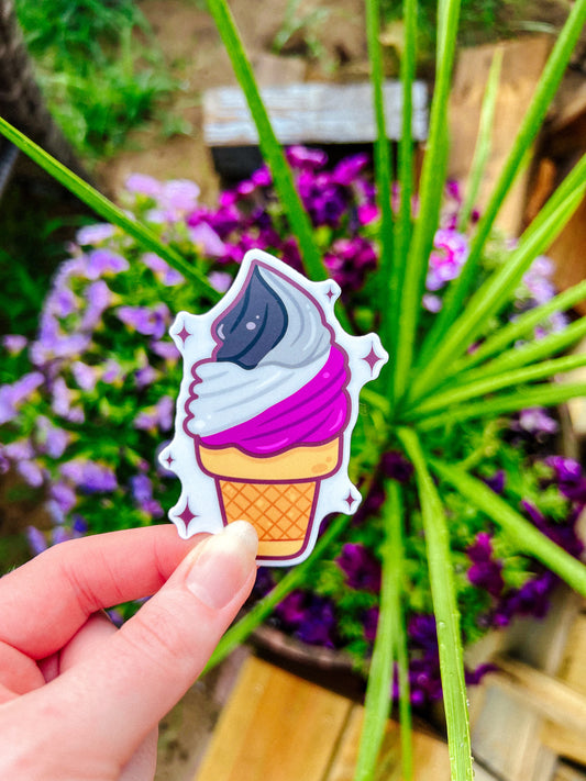 Asexual Flag Ice Cream Cone Sticker