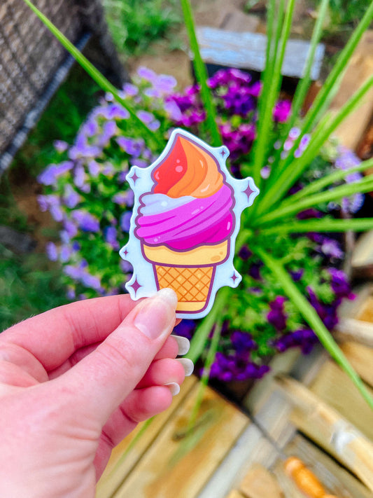 Lesbian Flag Ice Cream Cone Sticker