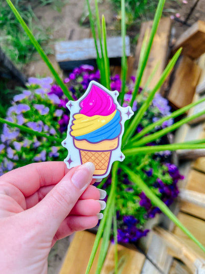 Pansexual Flag Ice Cream Cone Sticker