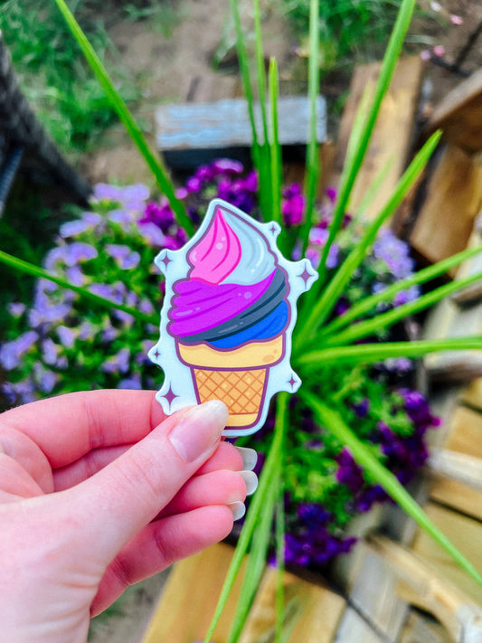 Genderfluid Flag Ice Cream Cone Sticker