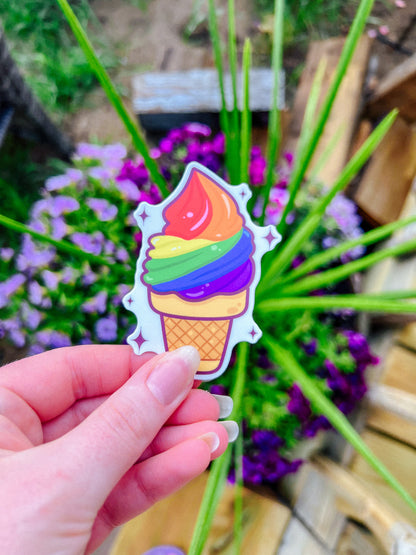 Rainbow LGBTQ Ice Cream Cone Sticker