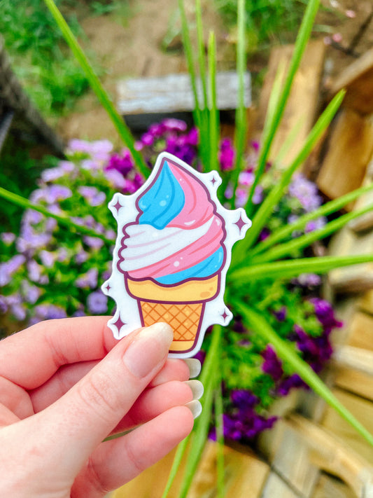 Transgender Flag Ice Cream Cone Sticker