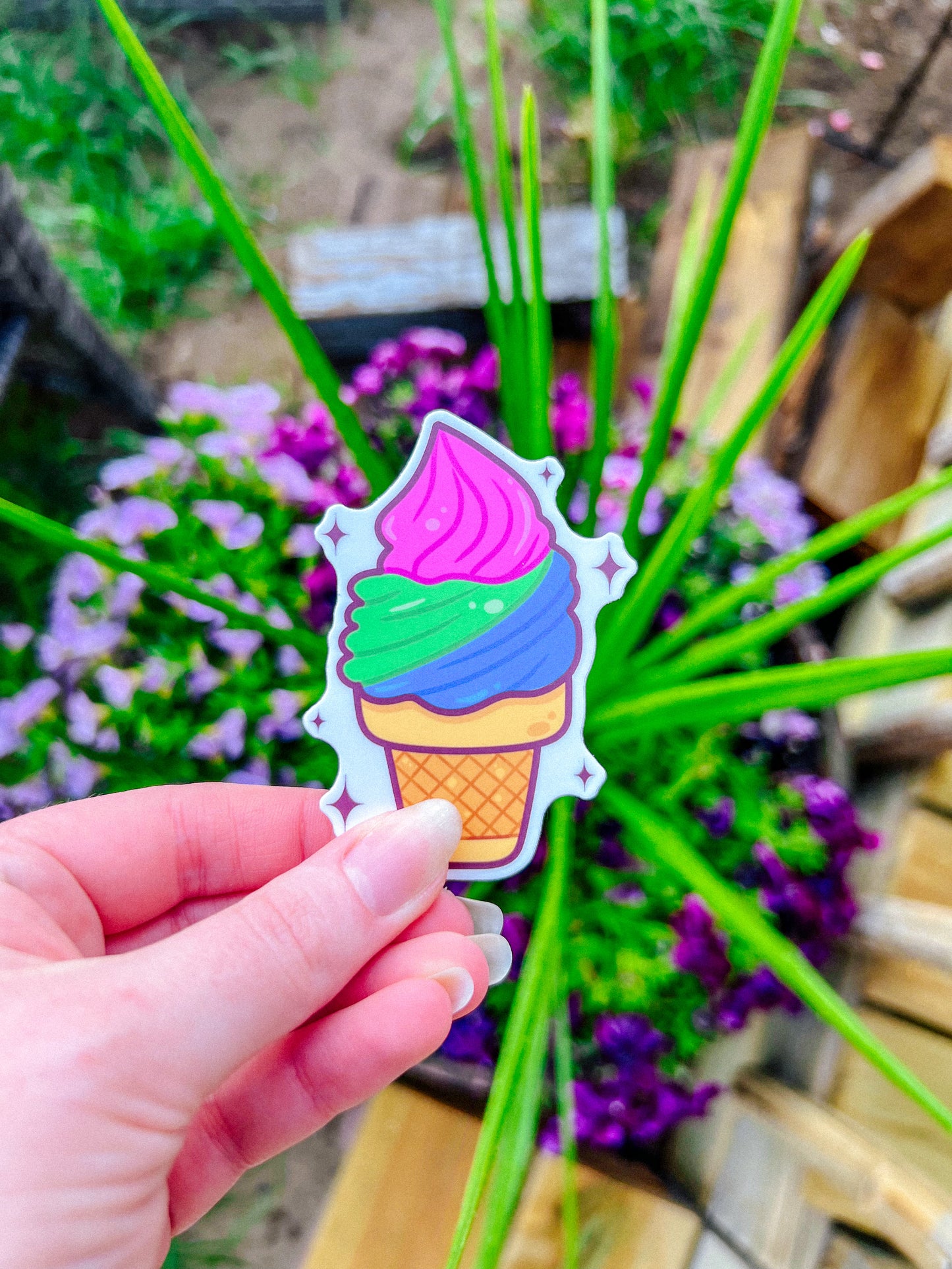 Polysexual Flag Ice Cream Cone Sticker