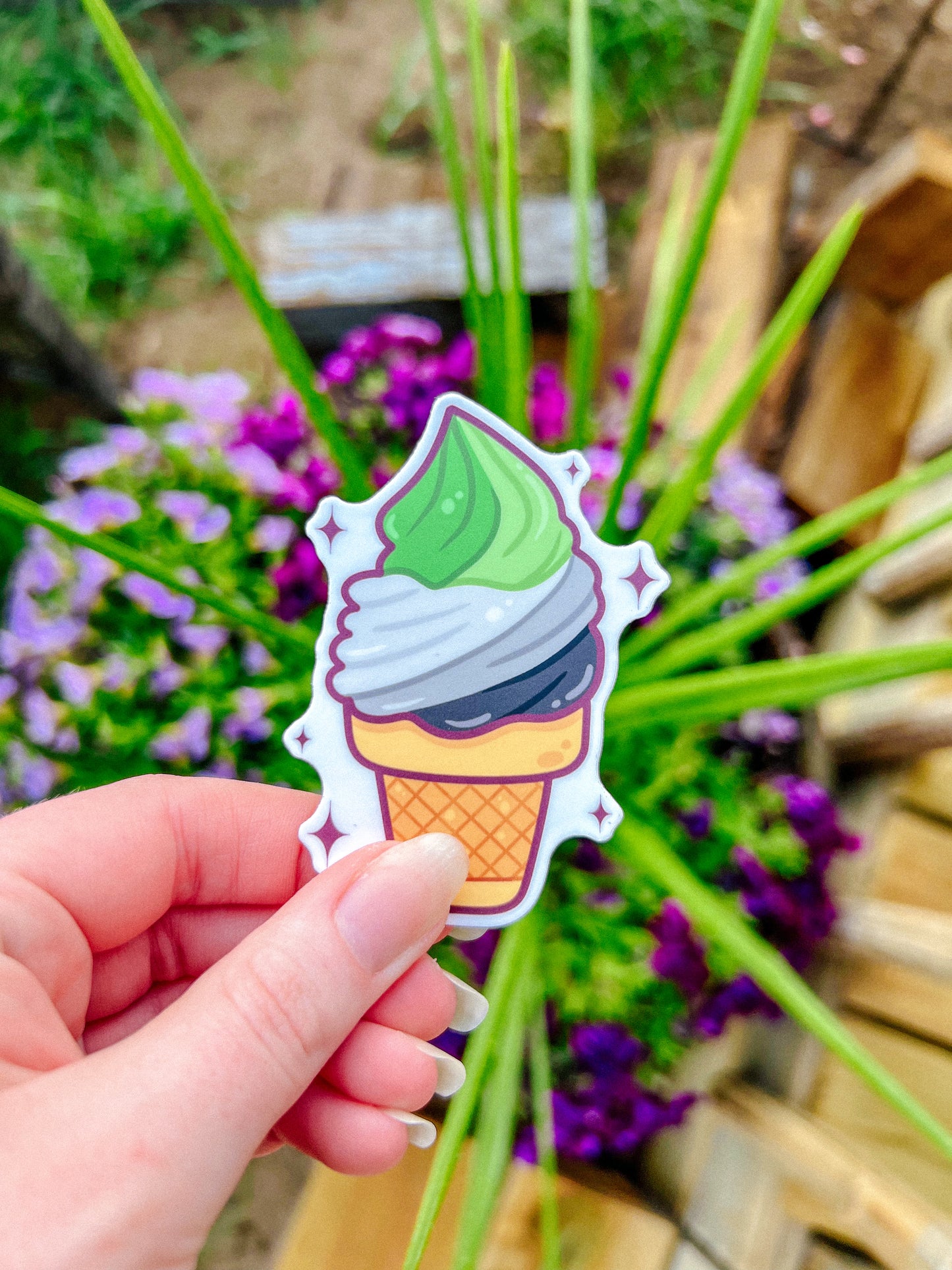 Aromantic Flag Ice Cream Cone Sticker