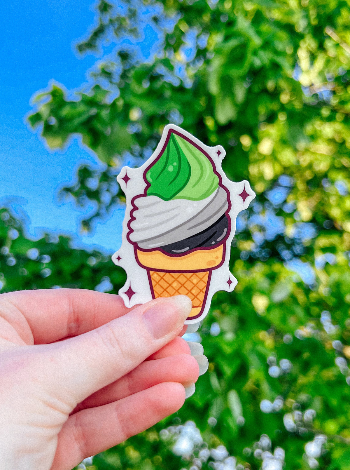 Con Fe Sticker Aromantic Flag Ice Cream Cone Sticker – Scarlet's Freckles