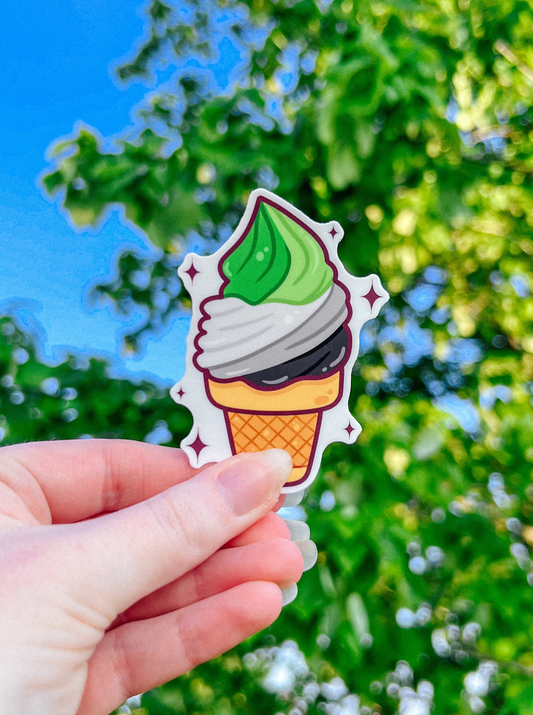 Aromantic Flag Ice Cream Cone Sticker