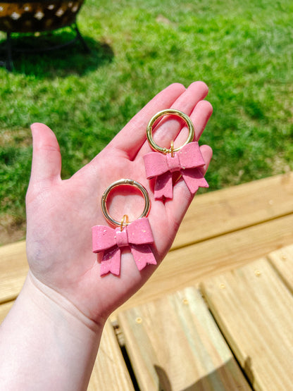 Pink Glitter Bow Boot Charms